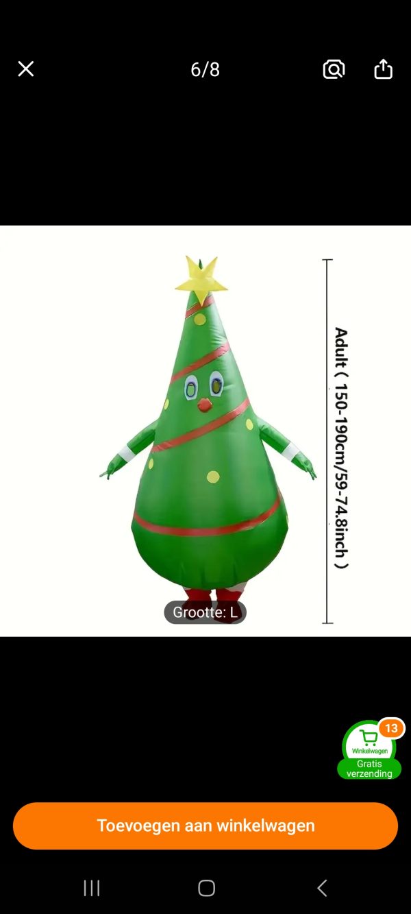 Opblaasbare looppak kerstboom